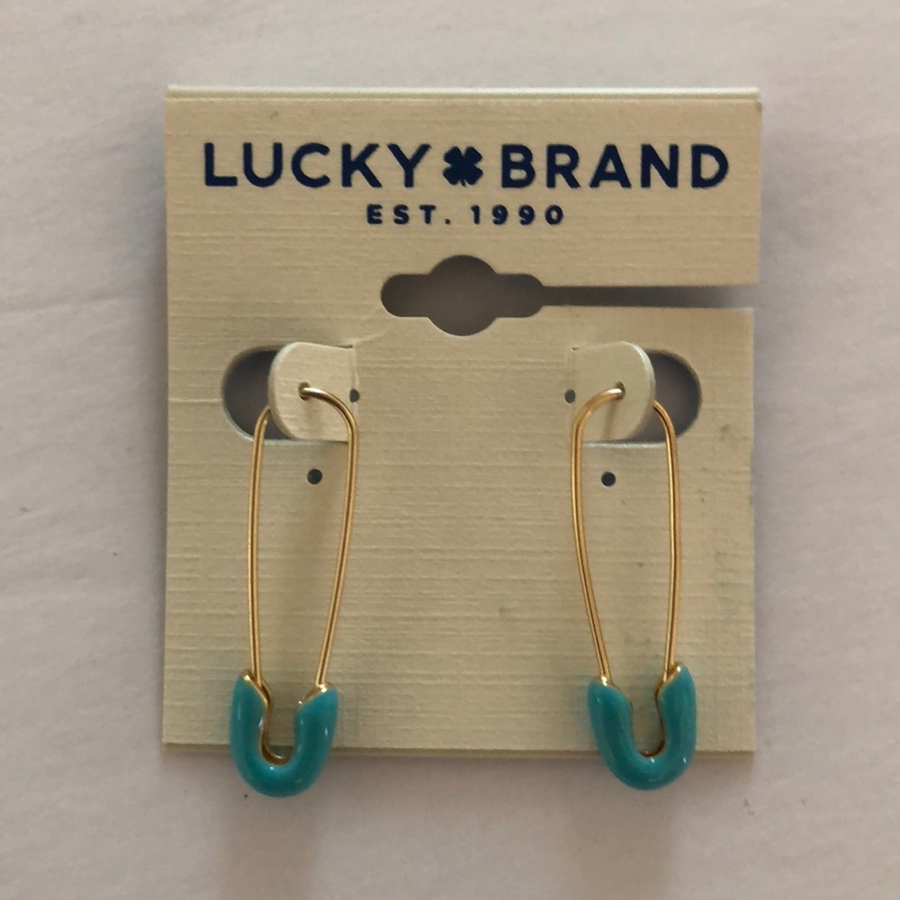 COPY - Lucky 🍀 Brand gold turquoise paper clip earrings